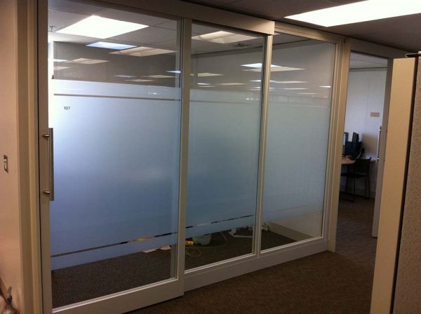 White Frosted Window Film on a Office Door and Window