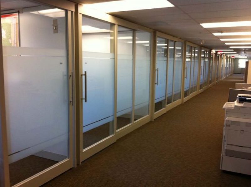 White Frosted Window Film on Office Doors and Windows